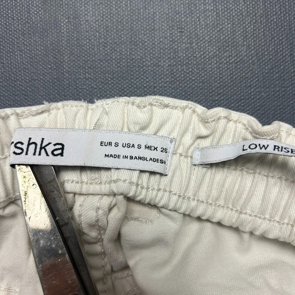 Bershka Pants Women's Small Cream Low Rise Cargo Wide Leg Utility Cotton Outdoor - Picture 3 of 15